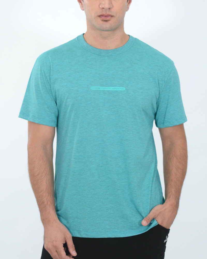 Remera de jersey turquesa melange