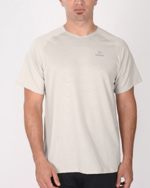 Remera de poliéster tramado cemento