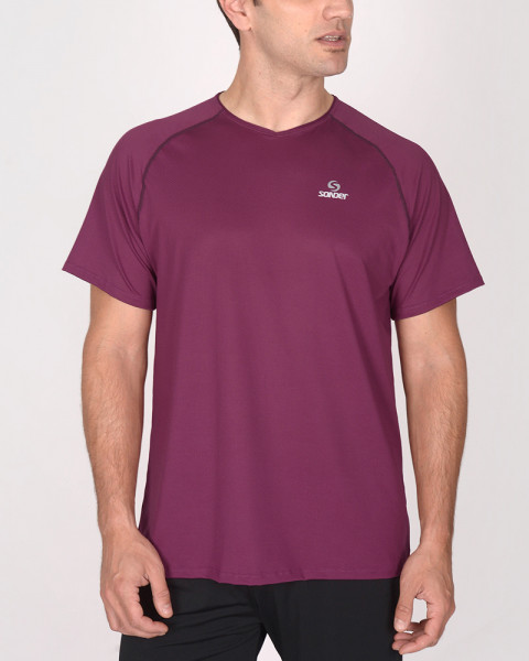 Remera de poliéster tramado mora
