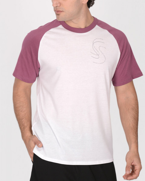 Remera de jersey blanca con mangas bordeau