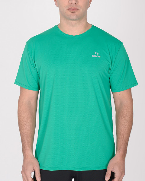 Remera de poliéster calado verde esmeralda