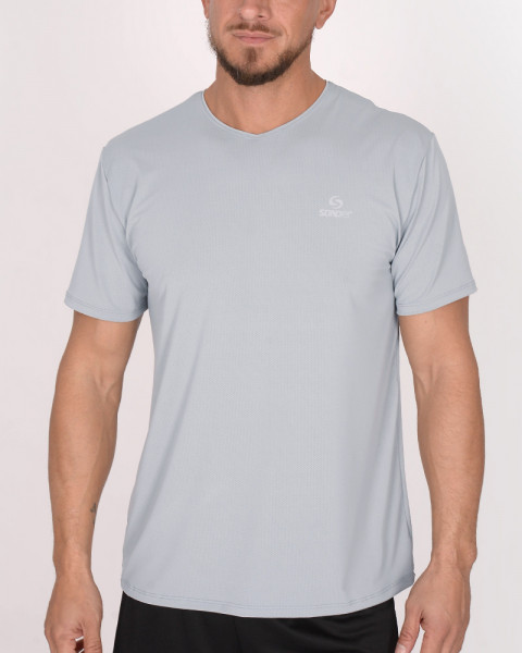 Remera de poliéster calado gris claro