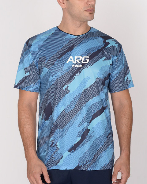 Remera de poliéster NEODRY estampado Tramo Celeste