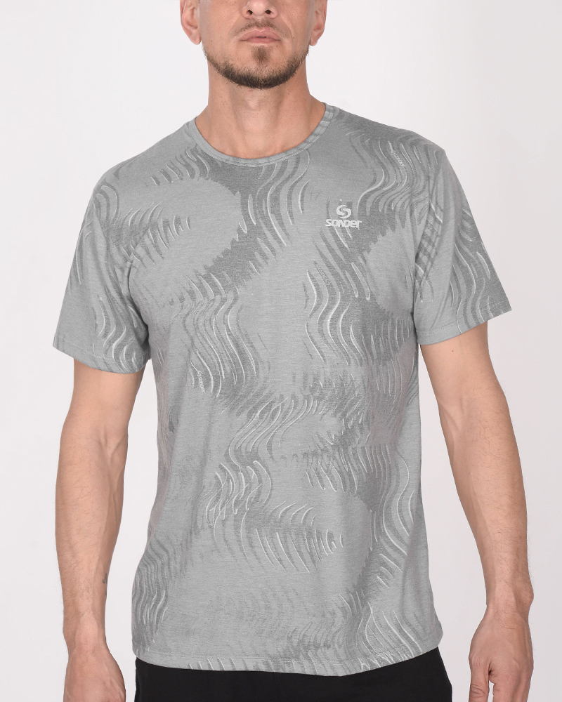 Remera de jersey estampado Cauce gris