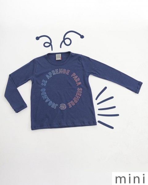 Remera de niño de jersey de algodón azul marino