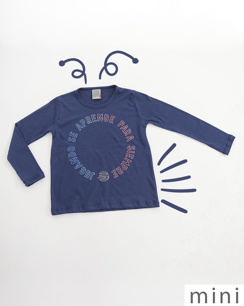 Remera de niño de jersey de algodón azul marino