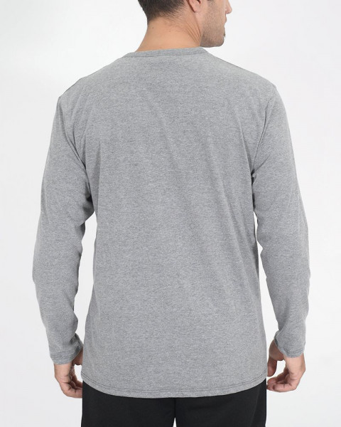 Remera manga larga de jersey gris melange con estampa