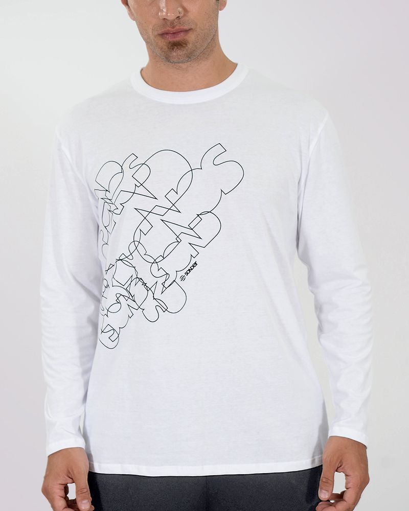 Remera manga larga de jersey blanco con estampa
