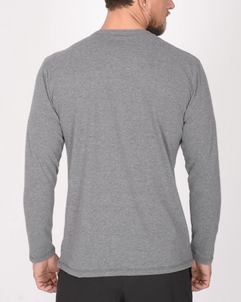 Remera mangas largas de jersey gris melange oscuro con estampa