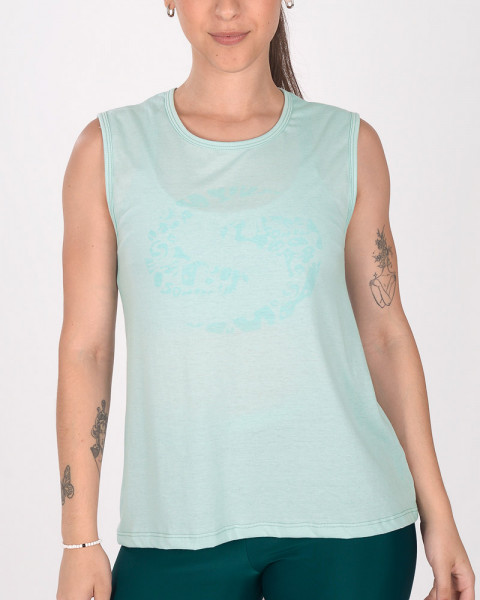 Musculosa cerrada de jersey aqualino con estampa huella