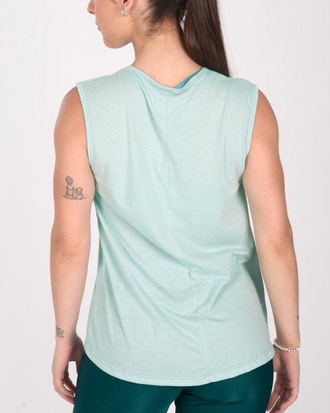 Musculosa cerrada de jersey aqualino con estampa huella