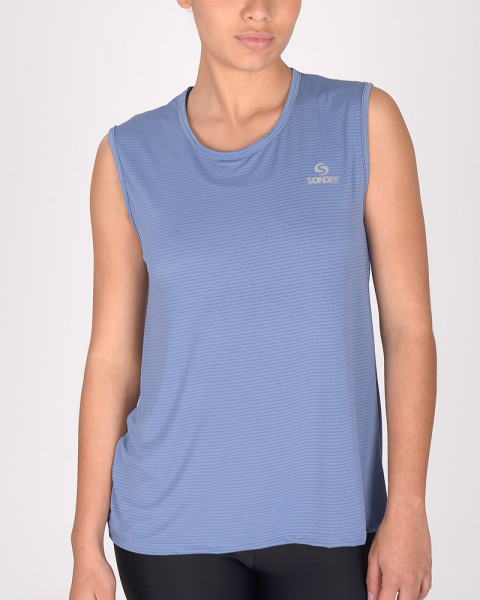 Musculosa cerrada de poliéster tramado Jacarandá