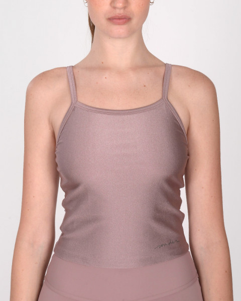 Musculosa de LYCRA metalizada rosa viejo