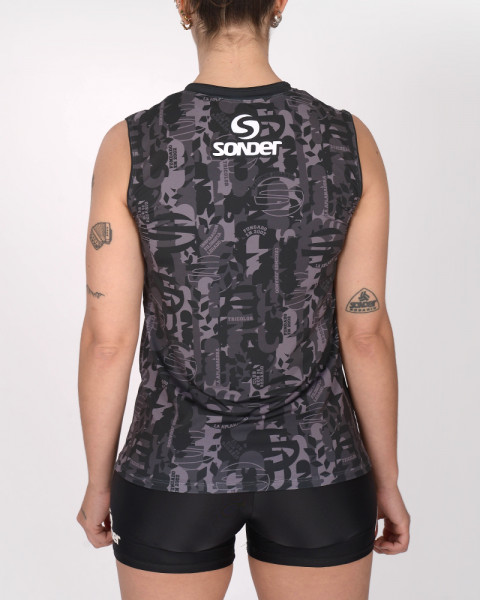 Remera sin mangas Club Sonder femenino negra