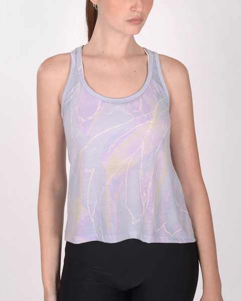 Musculosa corta de jersey estampado Fusión Lila
