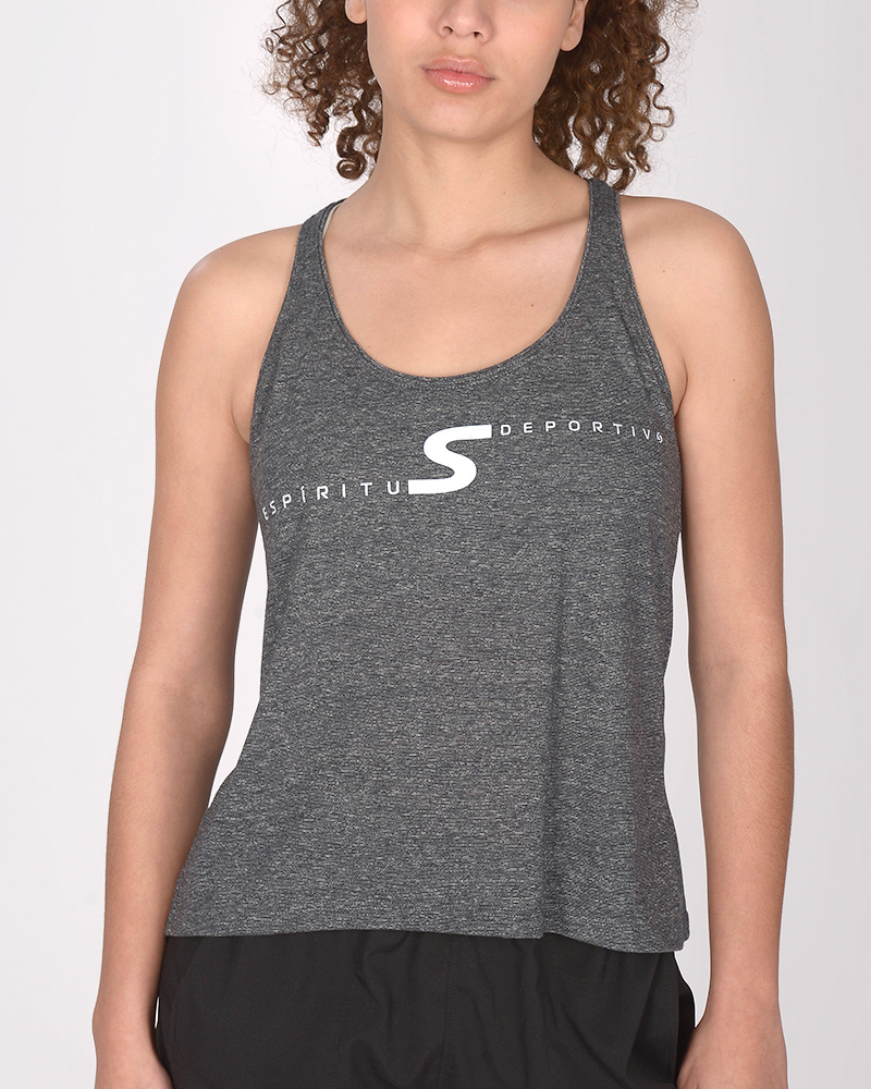 Musculosa deportiva de jersey blanco con estampa