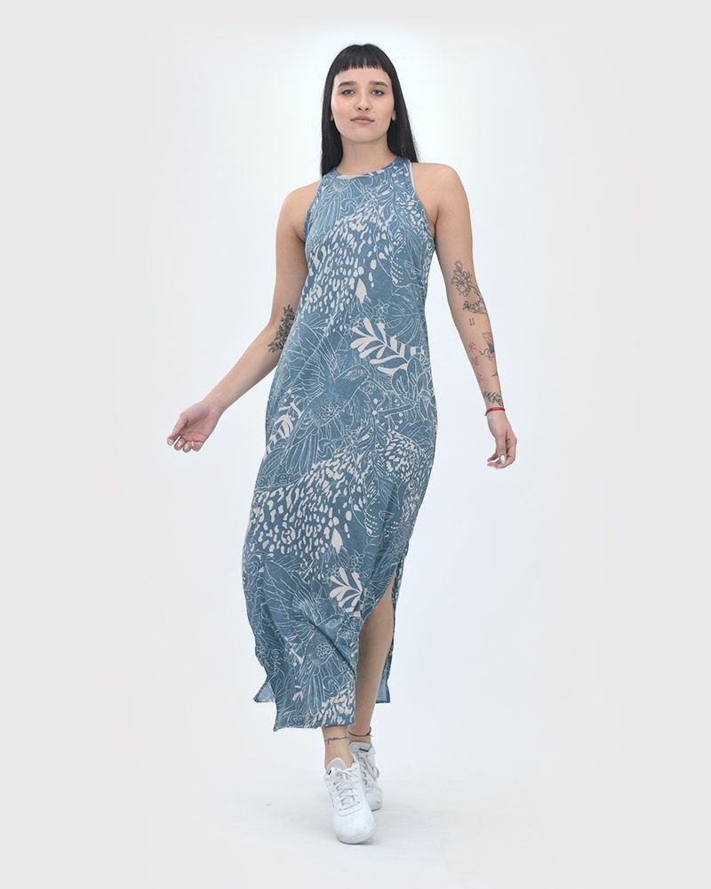 Vestido de jersey estampado monte azul