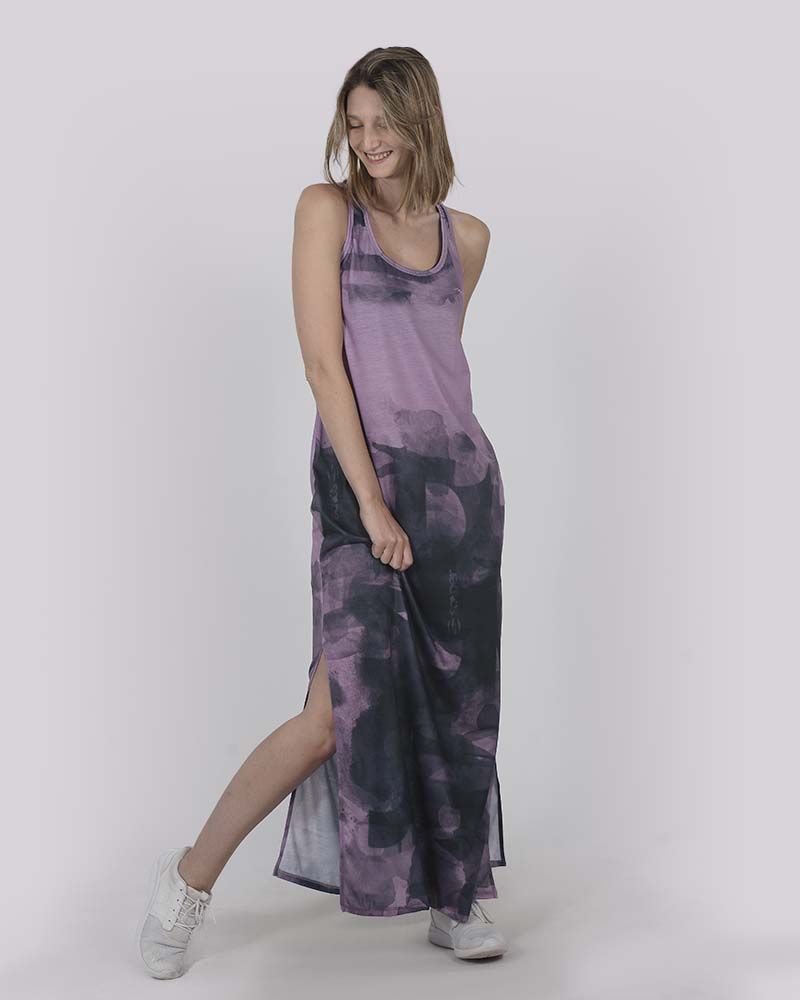 Vestido musculosa de jersey estampado  aquarela orquidea