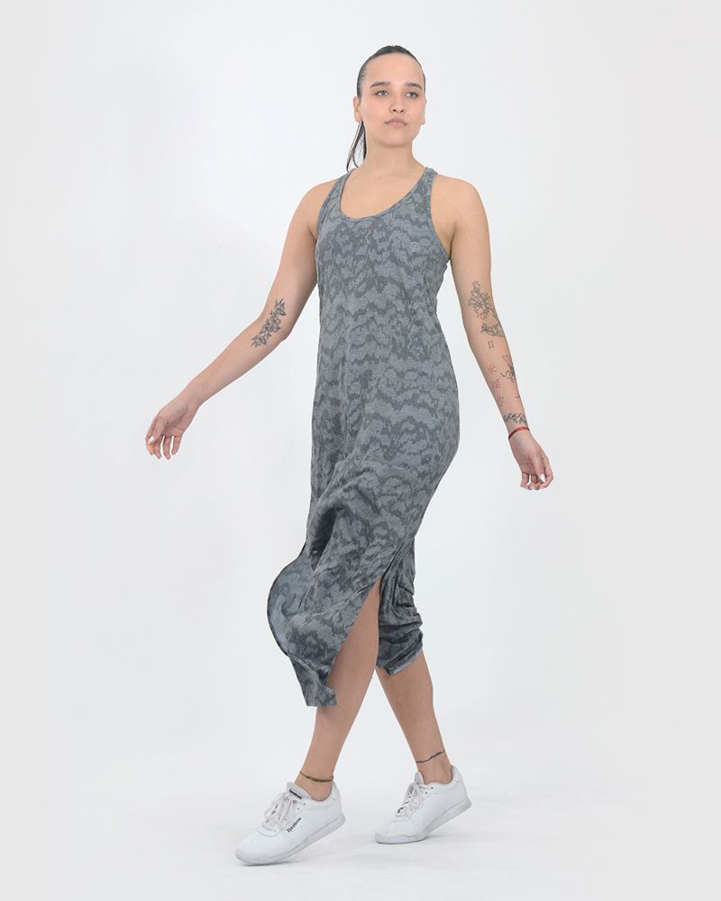 Vestido de jersey estampado sansi melage con bolsillo