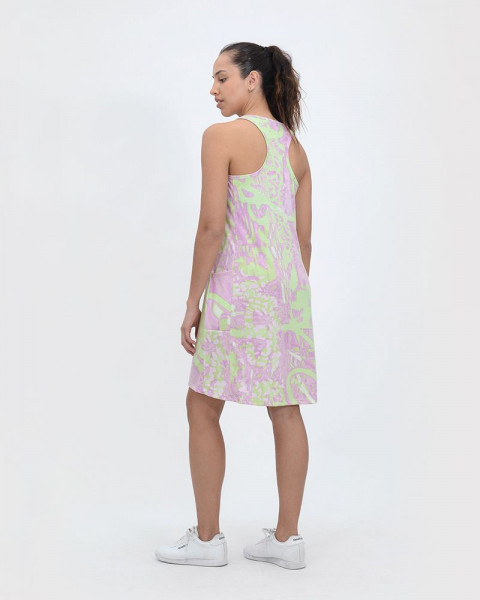 Vestido con bolsillos  de jersey estampado tecno animal rosa