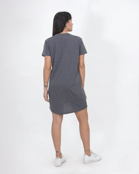 Vestido amplio de jersey gris melange oscuro