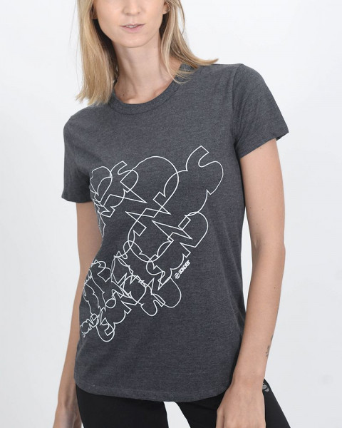 Remera con cuello cerrado de jersey gris oscuro melange