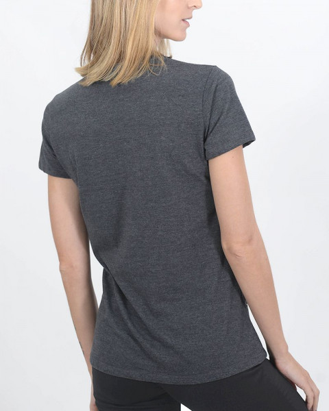 Remera con cuello cerrado de jersey gris oscuro melange