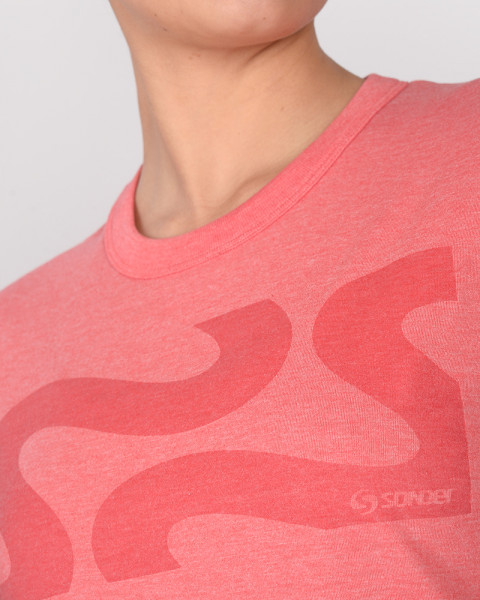 Remera cuello cerrado de jersey coral