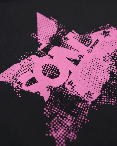 Remera de niña de jersey negra con estampa estrella