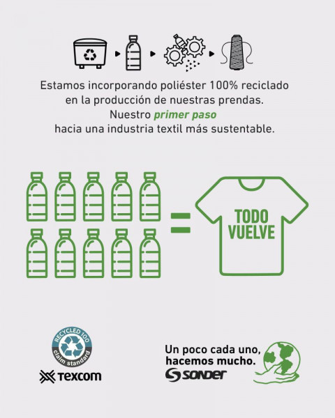 Remera de poliéster reciclado coral con estampa