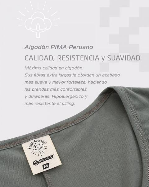 Remera de algodón pima verde cemento