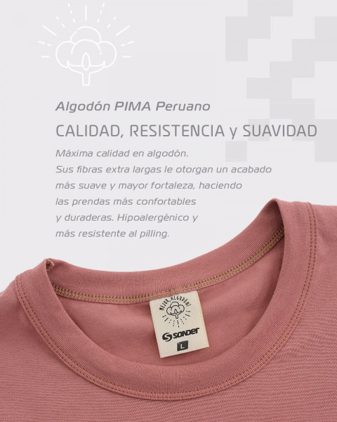 Remera de algodón pima coral ladrillo