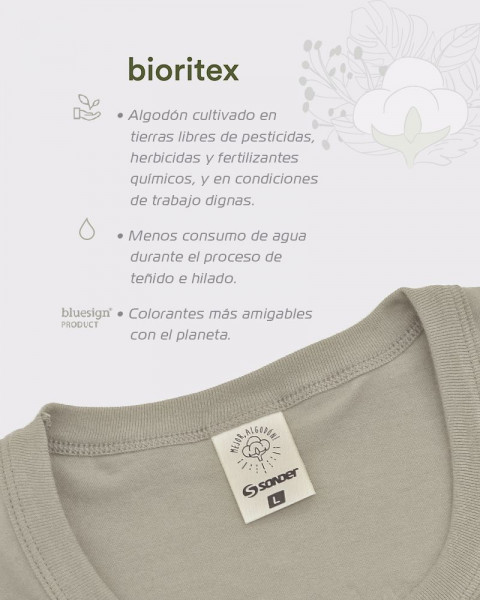 Remera de algodón BIORITEX cemento