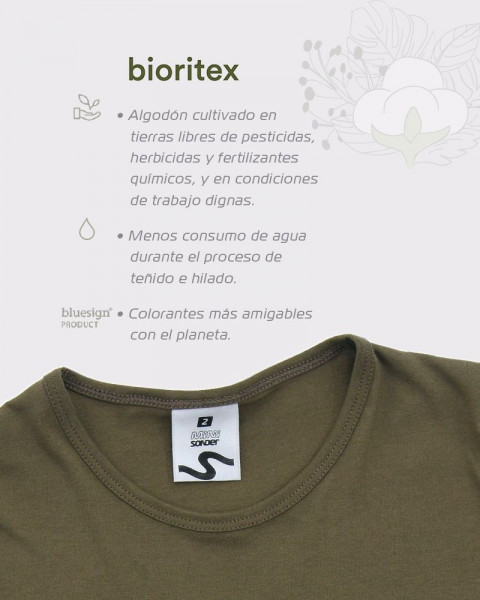 Remera de niña de algodón BIORITEX verde con estampa