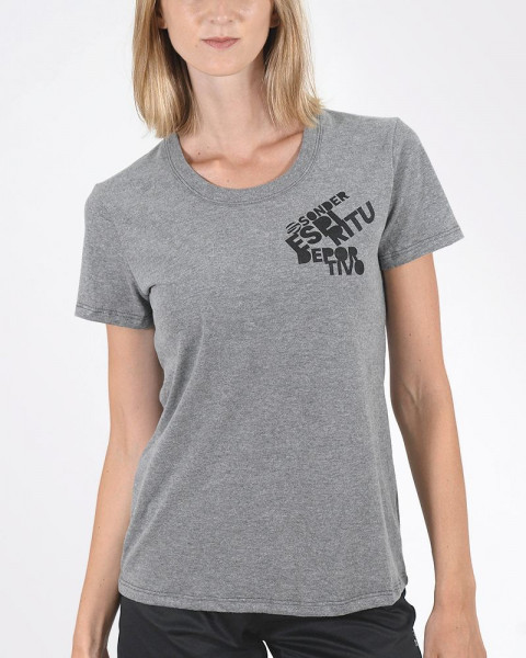Remera de jersey gris melange con estampa