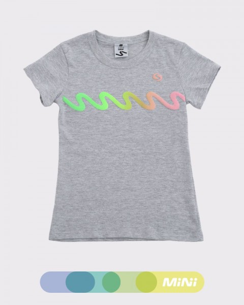 Remera de niña de jersey gris melange claro con estampa