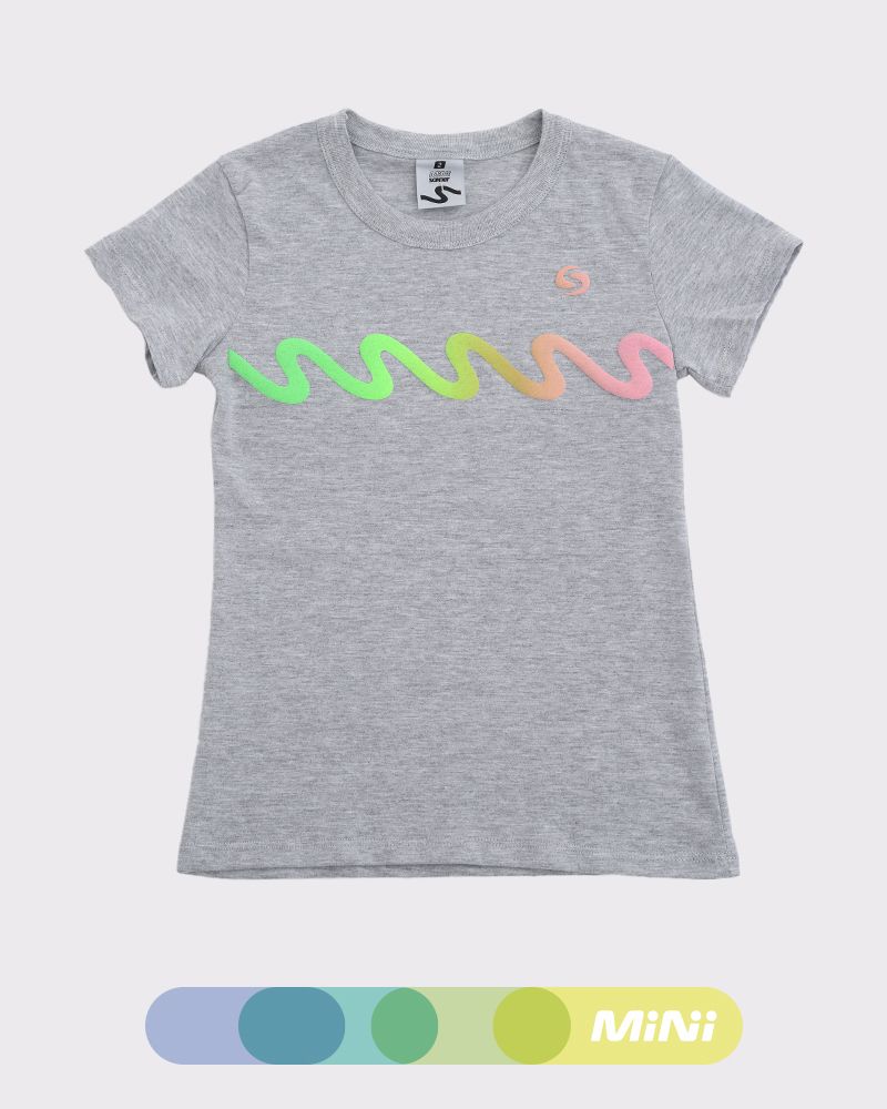 Remera de niña de jersey gris melange claro con estampa