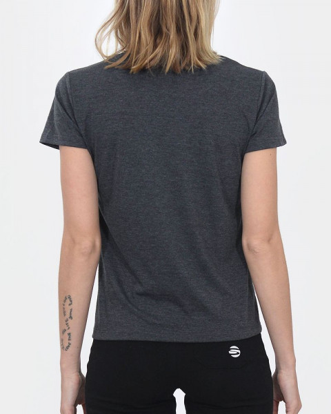 Remera clásica de jersey algodón gris oscuro melange con estampa