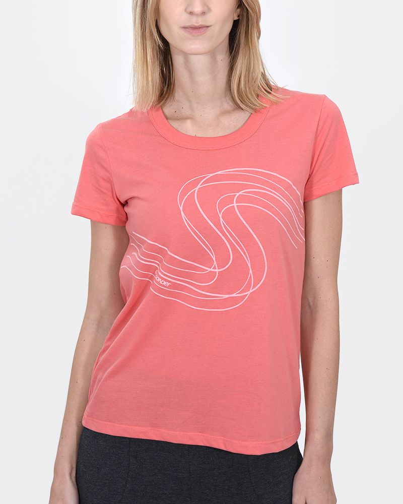 Remera de jersey rojo coral con estampa