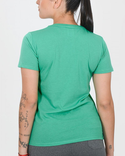 Remera de jersey liviano verde esmeralda con estampa