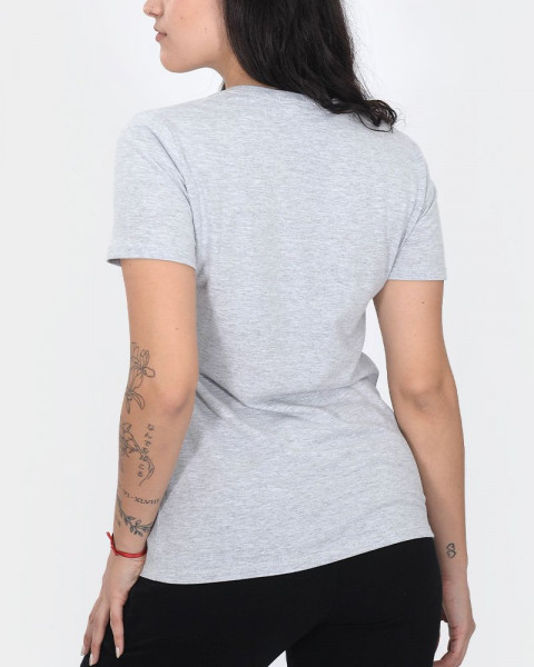 Remera de jersey de algodón gris melange con estampa