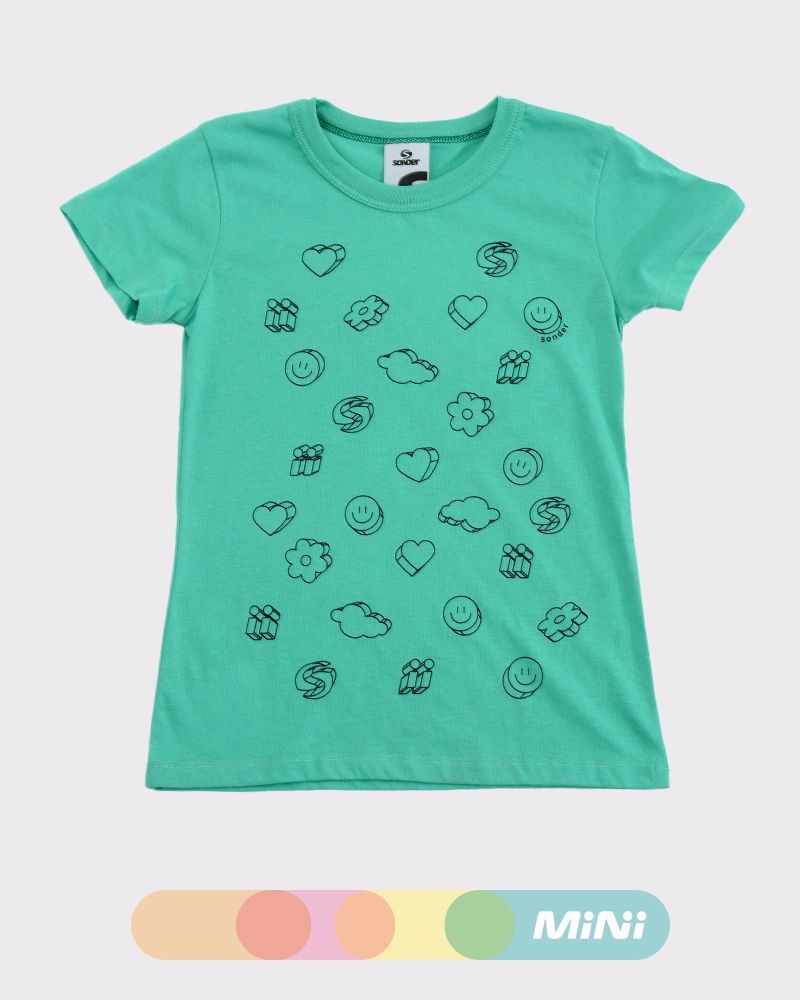 Remera de niña jersey liviano verde esmeralda