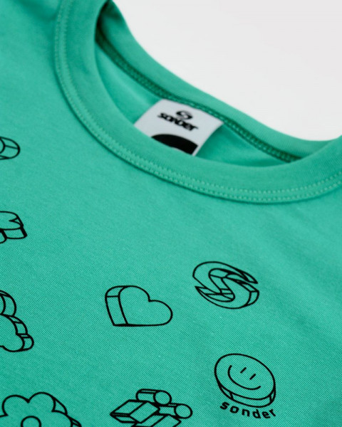 Remera de niña jersey liviano verde esmeralda