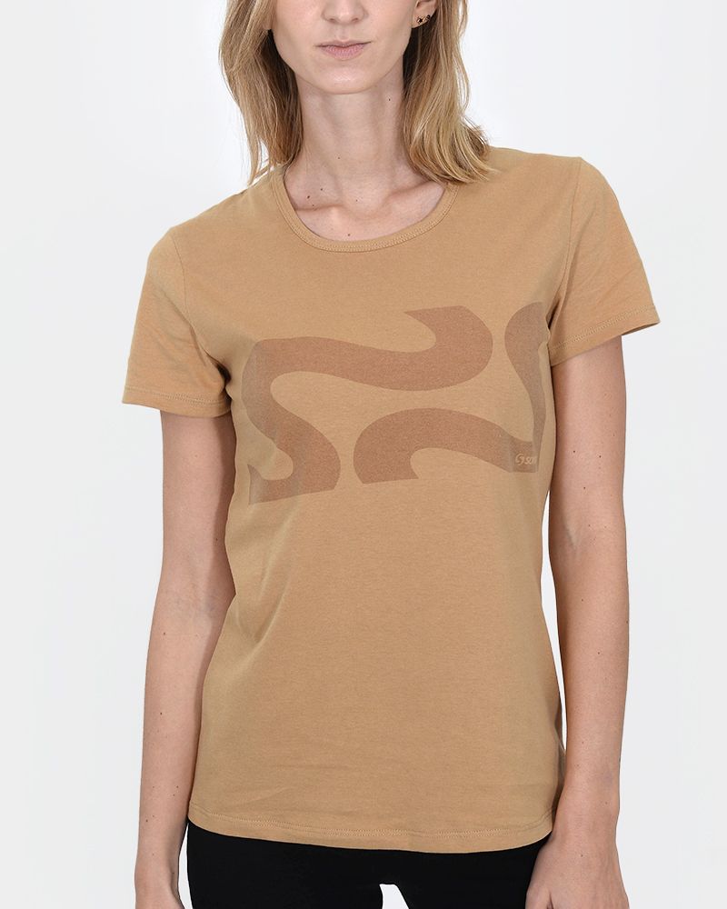Remera de jersey de algodón camel