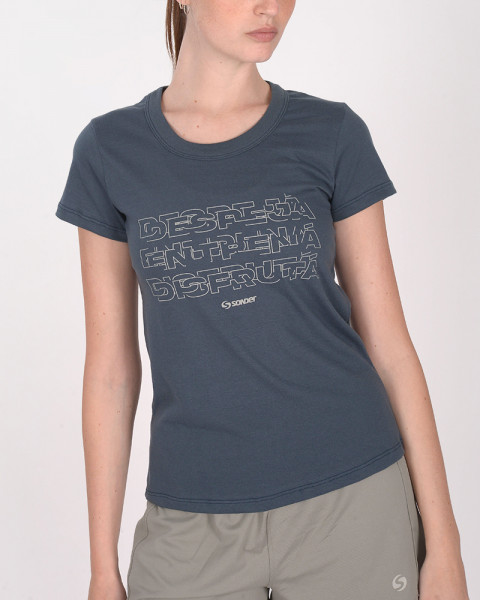 Remera de jersey liviano azul marino con estampa