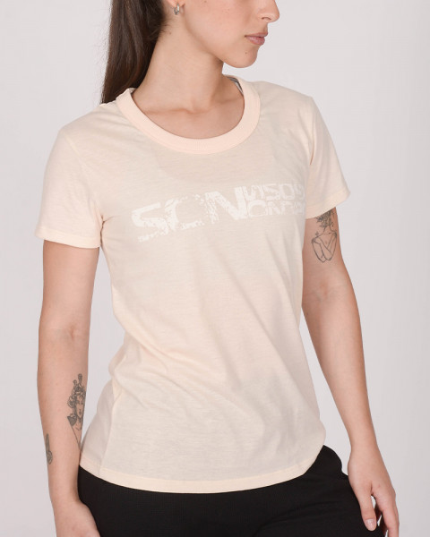 Remera clásica de jersey salmón con estampa