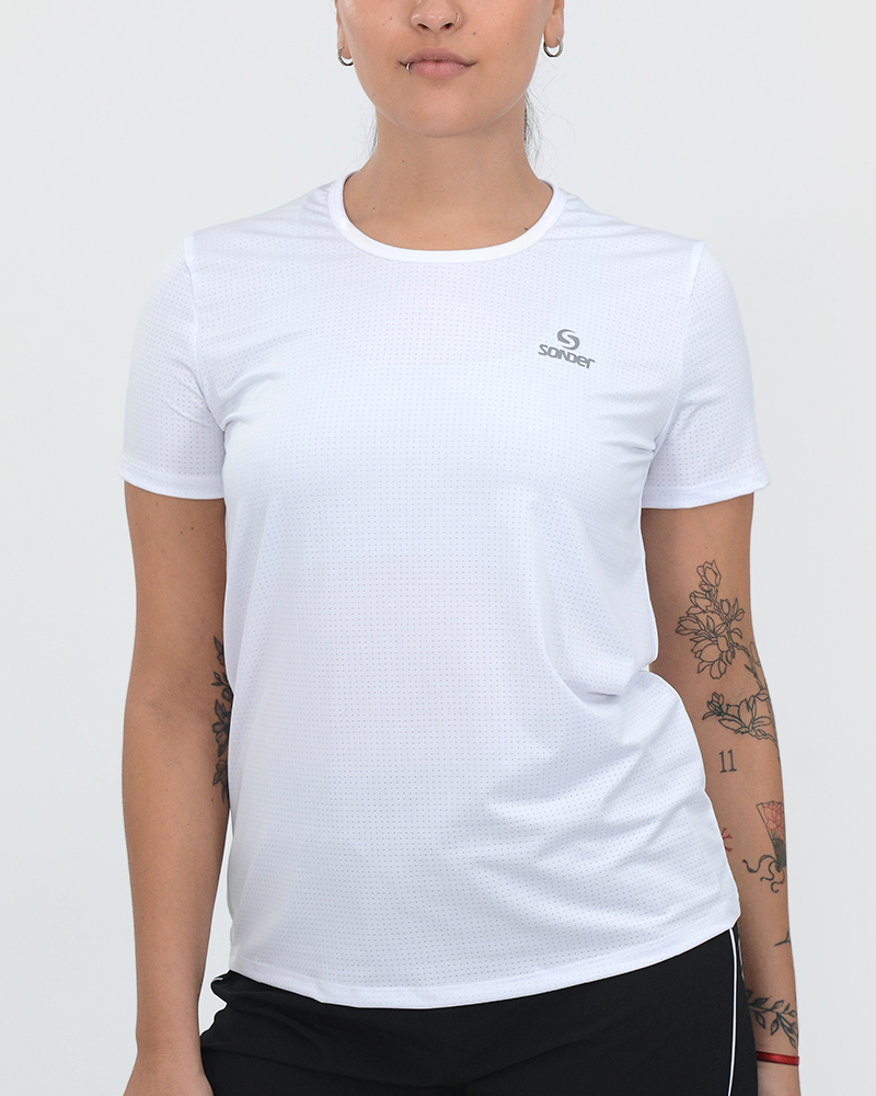 Remera secado rápido de poliéster blanco