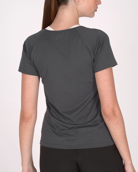 Remera de poliéster tramado gris plomo