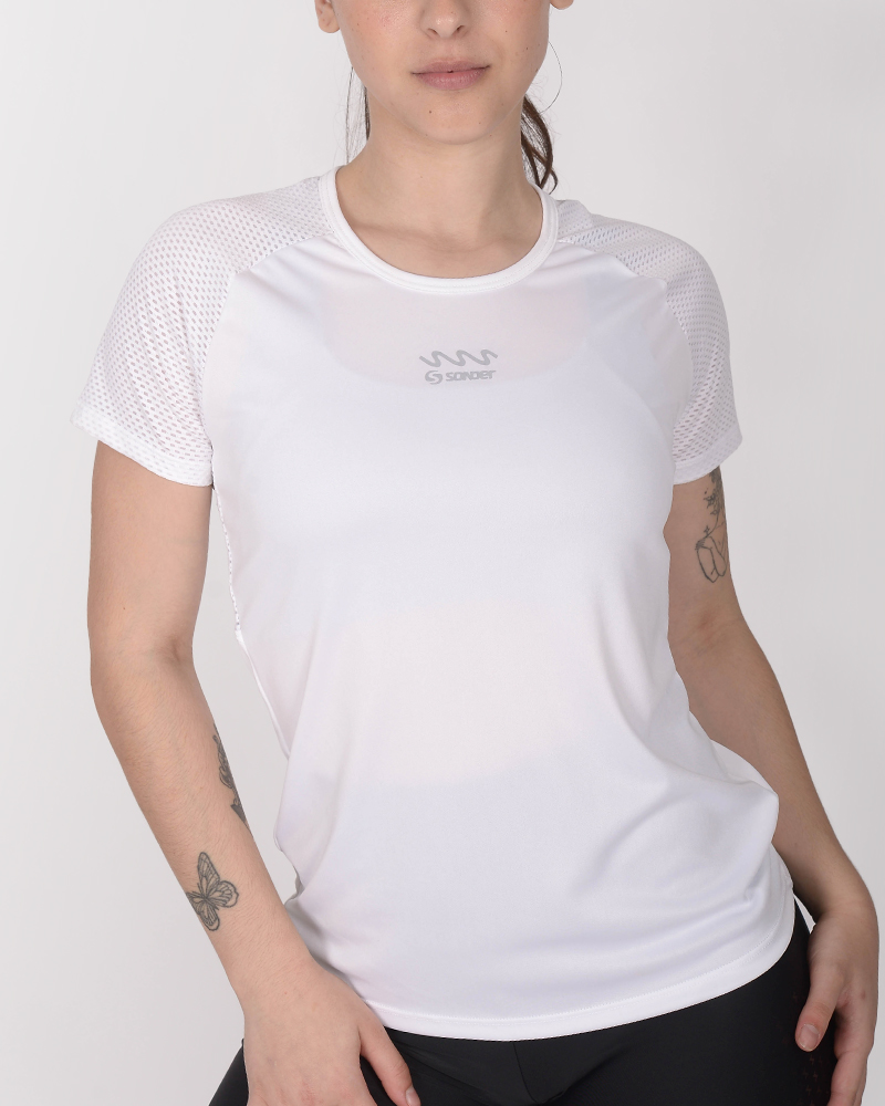Remera clásica de poliéster Neodry blanco combinado