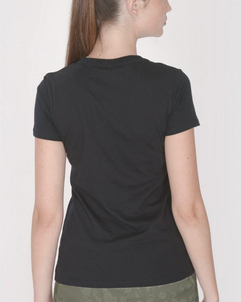 Remera clásica de jersey negro con estampa